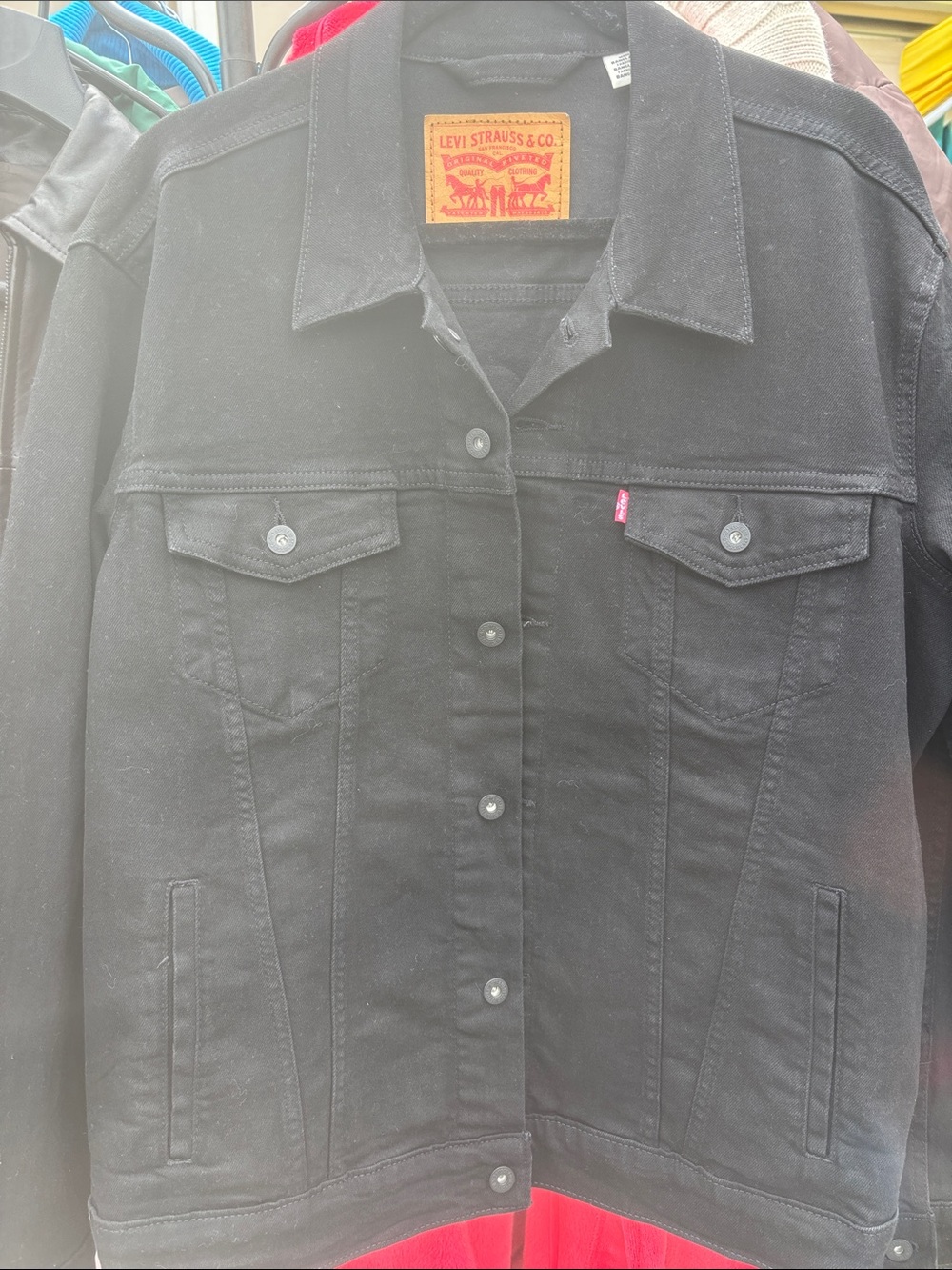 Levi's Black Denim Trucker Jacket with Red Tab